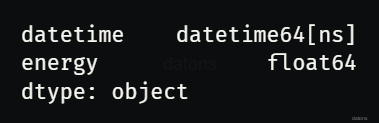 DataFrame data types after converting the temporal column to DateTime type in Pandas.